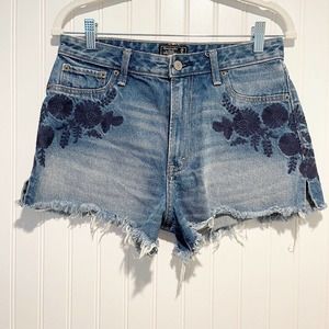 Abercrombie & Fitch Annie High Rise Shorts Floral Embroidery Womens 6